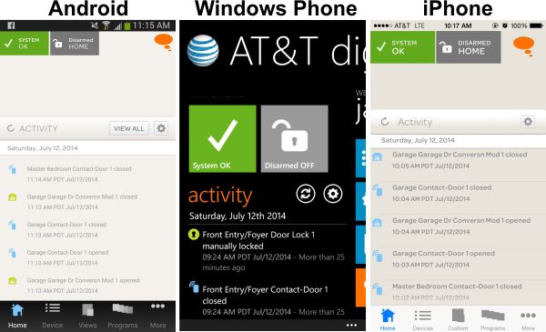 This is the AT&T Digital Life app on the three major mobile platforms.